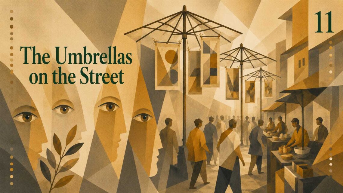 The Umbrellas on the Street